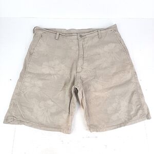 🛍Wrangler Flat Front Khaki Hawaiian Hibiscus Design Shorts Mens 38...  c11